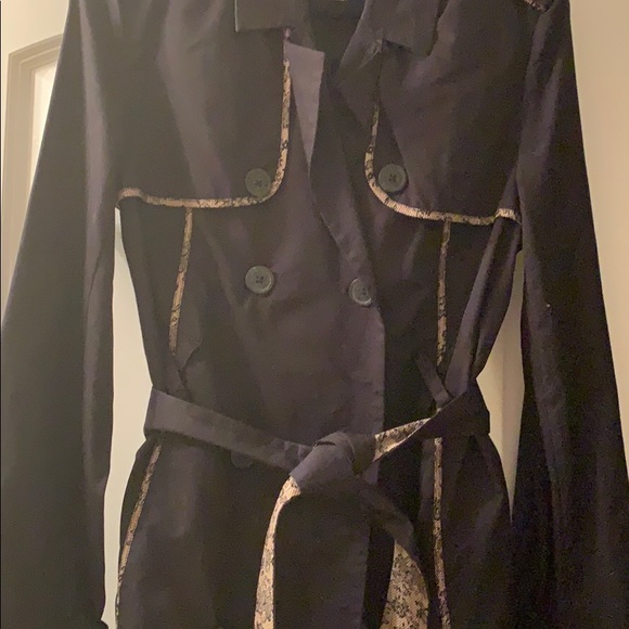 Jason Wu for Target black trench coat w/pink lace - Picture 2 of 8